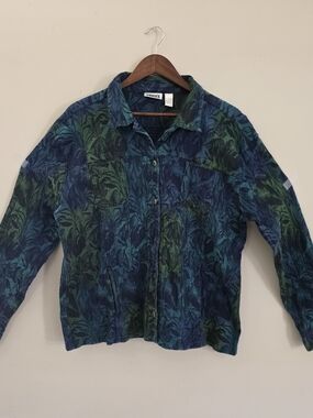 Vintage Chico's Design Floral Embroidered Denim Jacket (Size 2 / Medium-Large)